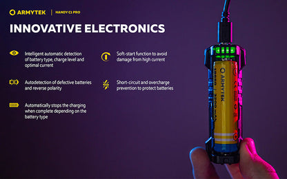 Chargeur Universel Armytek Handy C1 Pro USB-C - 2 en 1 - Powerbank - Li-Ion et Ni-MH