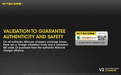 Chargeur de voiture Nitecore V2 pour batteries Li-ion/IMR  NYCTALOPE  