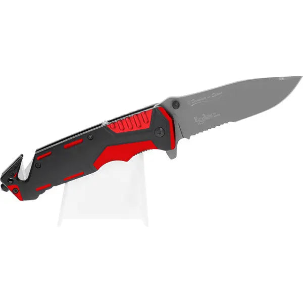 Couteau pliant tactique K25 19653 - Rouge/Noir - Lame 9,40 cm - NYCTALOPE
