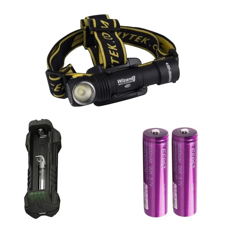 KIT ULTRA TRAIL Lampe Frontale Armytek Wizard Magnet USB XP-L - 1120/1250 Lumens - NYCTALOPE