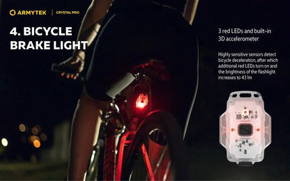 Lampe Armytek Crystal PRO – 220 Lumens Blanc + 30 Lumens Rouge - Accéléromètre  NYCTALOPE  
