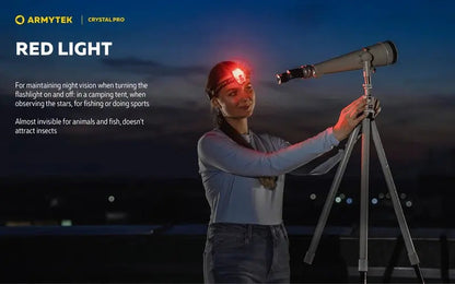 Lampe Armytek Crystal PRO – 220 Lumens Blanc + 30 Lumens Rouge - Accéléromètre  NYCTALOPE  