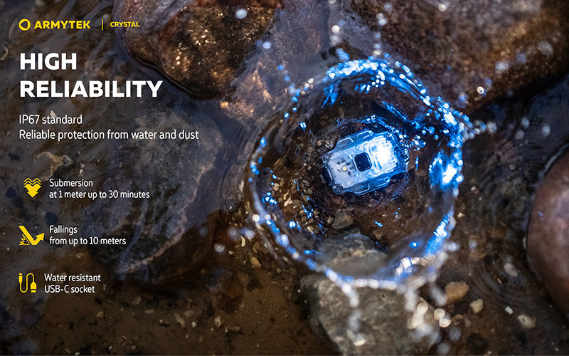 Lampe Armytek Crystal RGB – 200 Lumens Blanc + Rouge/Bleu/Vert  NYCTALOPE  