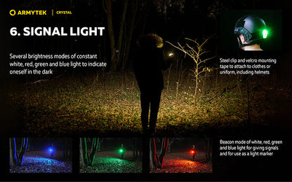 Lampe Armytek Crystal RGB – 200 Lumens Blanc + Rouge/Bleu/Vert  NYCTALOPE  