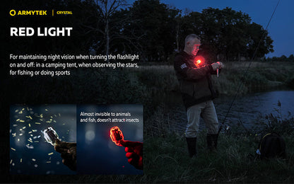 Lampe Armytek Crystal RGB – 200 Lumens Blanc + Rouge/Bleu/Vert  NYCTALOPE  