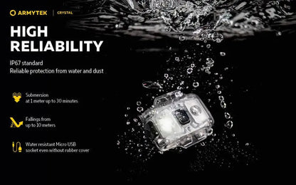 Lampe Armytek Crystal – 150 Lumens Blanc + 30 Lumens Rouge  NYCTALOPE  