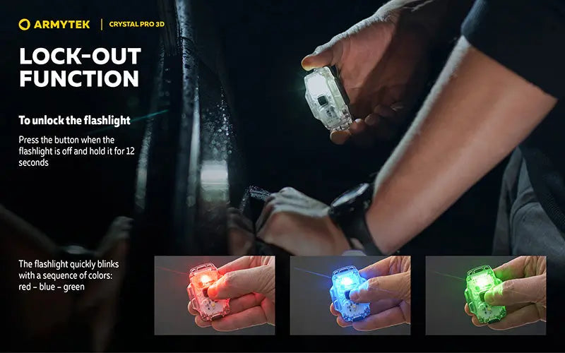 Lampe Frontale Armytek Crystal PRO 3D – 210 Lumens - Lumière Blanche/Rouge/Verte/Bleue - Fonction Feu de Freinage - Accéléromètre  NYCTALOPE  