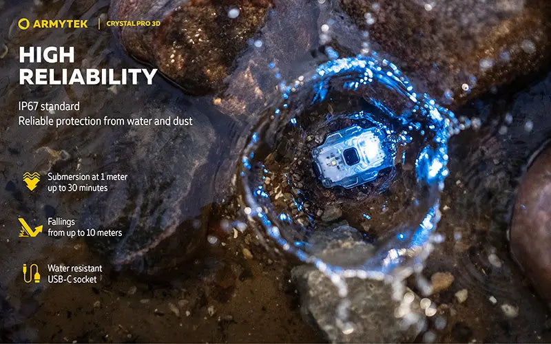 Lampe Frontale Armytek Crystal PRO 3D – 210 Lumens - Lumière Blanche/Rouge/Verte/Bleue - Fonction Feu de Freinage - Accéléromètre  NYCTALOPE  