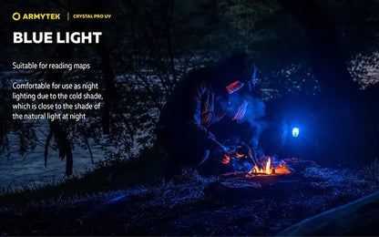 Lampe Frontale Armytek Crystal PRO UV – 200 Lumens - Lumière Blanche/Rouge/Verte/Bleu/UV  NYCTALOPE  
