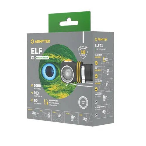 Lampe Frontale Armytek ELF C1 V2 Micro-USB – 1100/1023 Lumens - NYCTALOPE