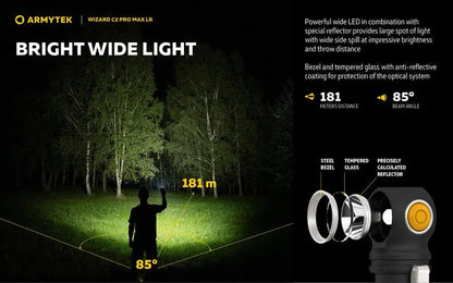 Lampe Frontale Armytek Wizard C2 PRO MAX LR Magnet USB 4150/3870 Lumens  NYCTALOPE  