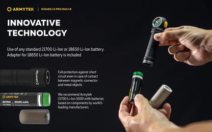 Lampe Frontale Armytek Wizard C2 PRO MAX LR Magnet USB 4150/3870 Lumens  NYCTALOPE  