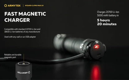 Lampe Frontale Armytek Wizard C2 PRO MAX LR Magnet USB 4150/3870 Lumens  NYCTALOPE  