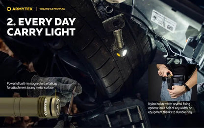 Lampe Frontale Armytek Wizard C2 PRO MAX OLIVE Magnet USB 4000 Lumens - rechargeable en USB  NYCTALOPE  