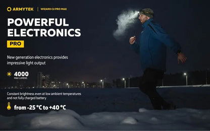 Lampe Frontale Armytek Wizard C2 PRO MAX SAND Magnet USB 4000 Lumens - rechargeable en USB  NYCTALOPE  