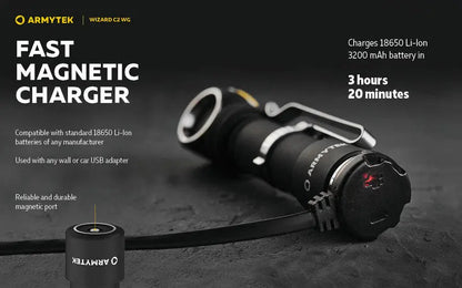 Lampe Frontale Armytek Wizard C2 WG – 1020 Lumens Warm / 400 Lumens Vert  NYCTALOPE  