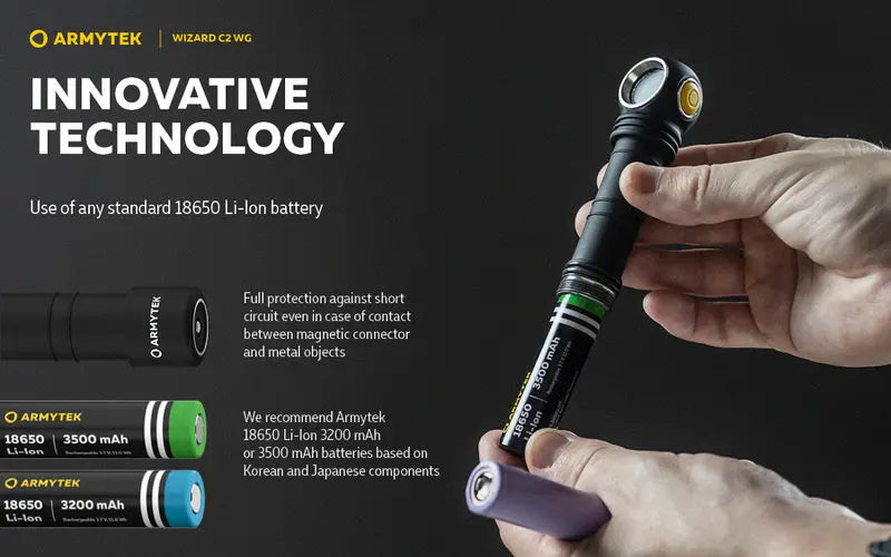Lampe Frontale Armytek Wizard C2 WG – 1100 Lumens White / 400 Lumens Vert  NYCTALOPE  