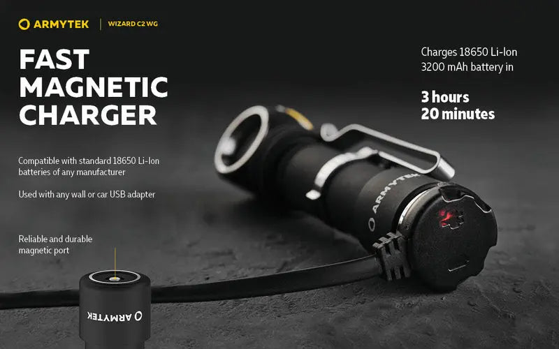 Lampe Frontale Armytek Wizard C2 WG – 1100 Lumens White / 400 Lumens Vert  NYCTALOPE  