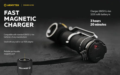 Lampe Frontale Armytek Wizard C2 WG – 1100 Lumens White / 400 Lumens Vert  NYCTALOPE  