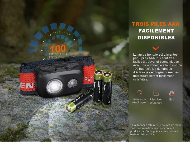 Lampe Frontale Fenix HL16 – 450 Lumens  NYCTALOPE  