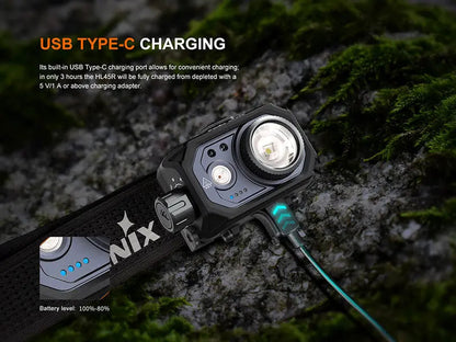 Lampe Frontale Fenix HL45R 1000 Lumens - Double faisceau ajustable - Détection gestuelle - Rechargeable USB-C - NYCTALOPE
