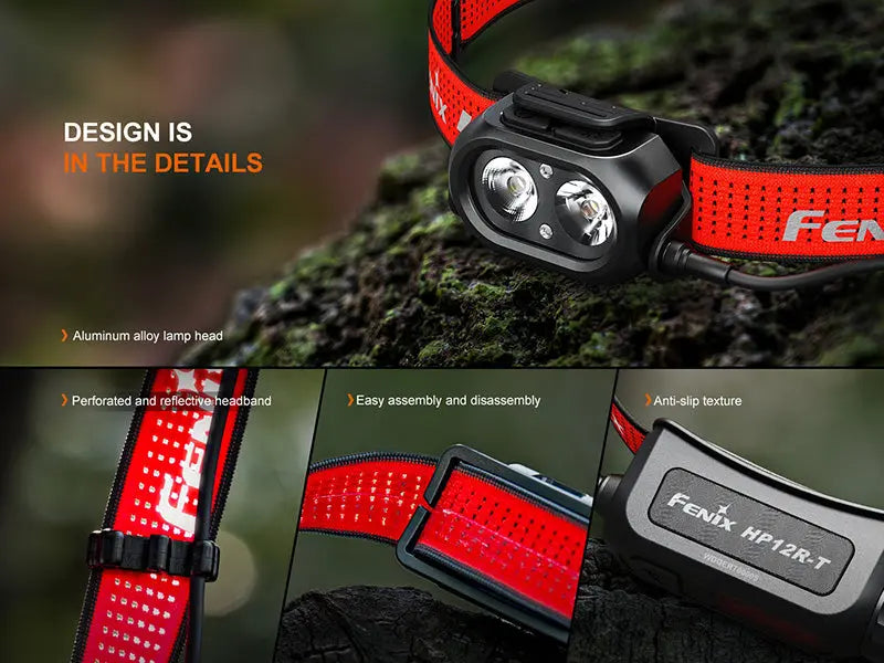 Lampe Frontale Fenix HP12R-T 1300 Lumens - Trail Running - Triple Sources Lumineuses - USB-C  NYCTALOPE  