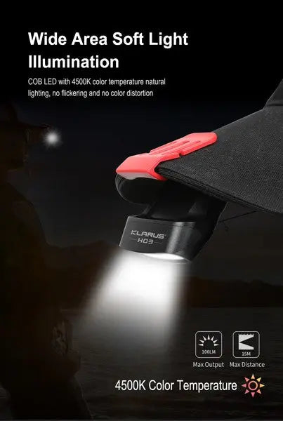 Lampe Frontale Klarus HC3 – 100 Lumens  NYCTALOPE  