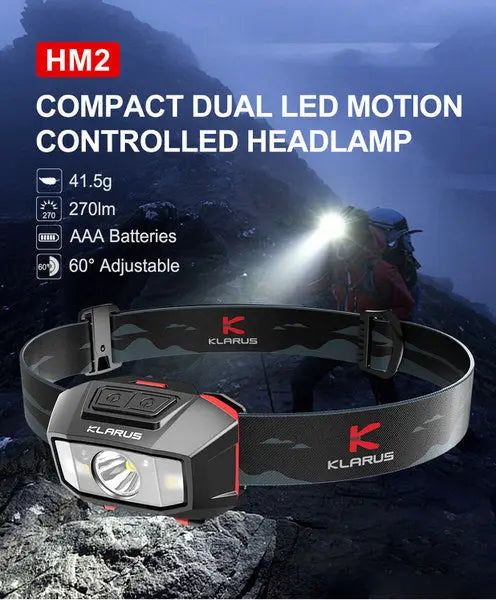Lampe Frontale Klarus HM2 – 270 Lumens – Lumière rouge 3 Lumens  NYCTALOPE  