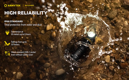 Lampe Frontale Armytek Elf C2 Max 4500 Lumens - Faisceau Large 150° - 4 en 1 - Rechargeable USB-C