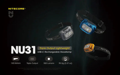 Lampe Frontale Nitecore NU31 – 550 Lumens  NYCTALOPE  