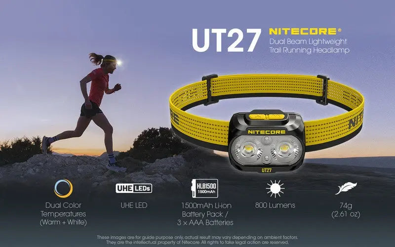 Lampe Frontale Nitecore UT27 NEW – 800 Lumens - Blanche  NYCTALOPE  