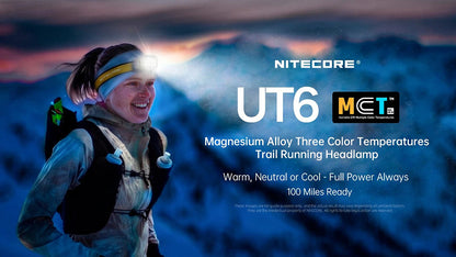 Lampe Frontale Nitecore UT6 1600 Lumens - Trail Running - 3 Températures Couleur - Rechargeable USB-C