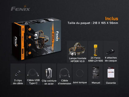 Lampe Frontale Rechargeable Fenix HP30R V2.0 – 3000 Lumens - NYCTALOPE