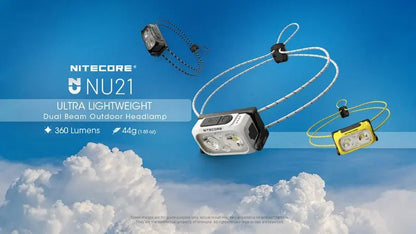 Lampe Frontale spéciale course Nitecore NU21 Noir – 360 Lumens – Rechargeable  NYCTALOPE  