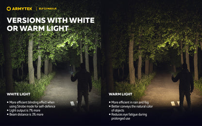 Lampe Frontale Armytek Elf C2 Max LR 4500 Lumens - Portée 235m Longue Distance - 4 en 1 - Rechargeable USB-C