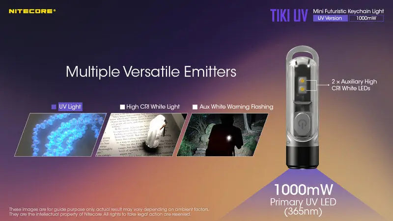 Lampe Nitecore TIKI UV – 1000mW 365nm rechargeable, pour porte-clés  NYCTALOPE  