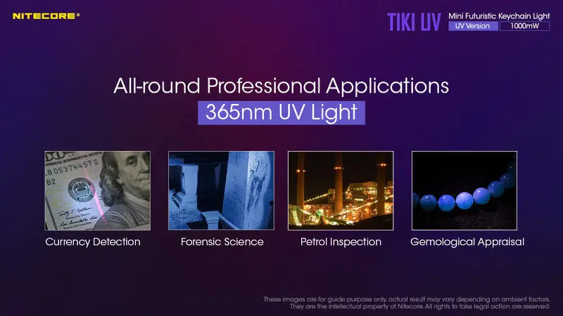 Lampe Nitecore TIKI UV – 1000mW 365nm rechargeable, pour porte-clés  NYCTALOPE  
