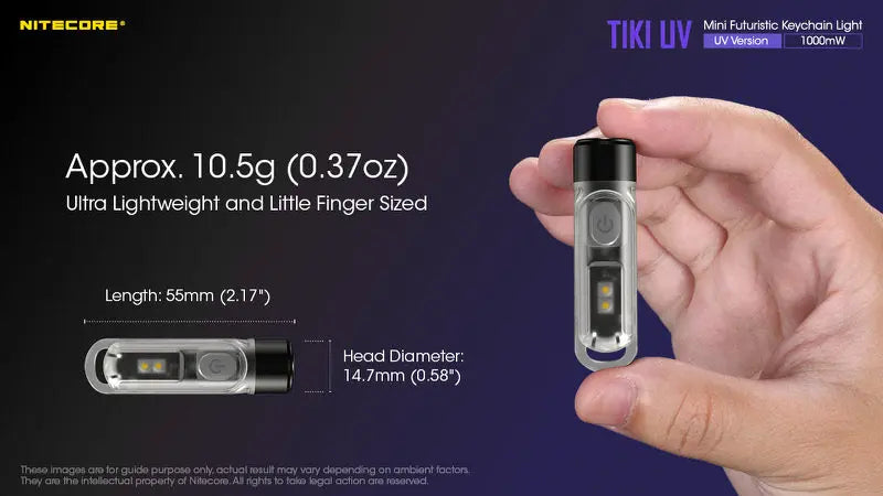 Lampe Nitecore TIKI UV – 1000mW 365nm rechargeable, pour porte-clés  NYCTALOPE  