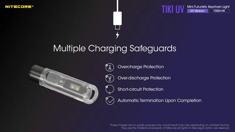 Lampe Nitecore TIKI UV – 1000mW 365nm rechargeable, pour porte-clés  NYCTALOPE  