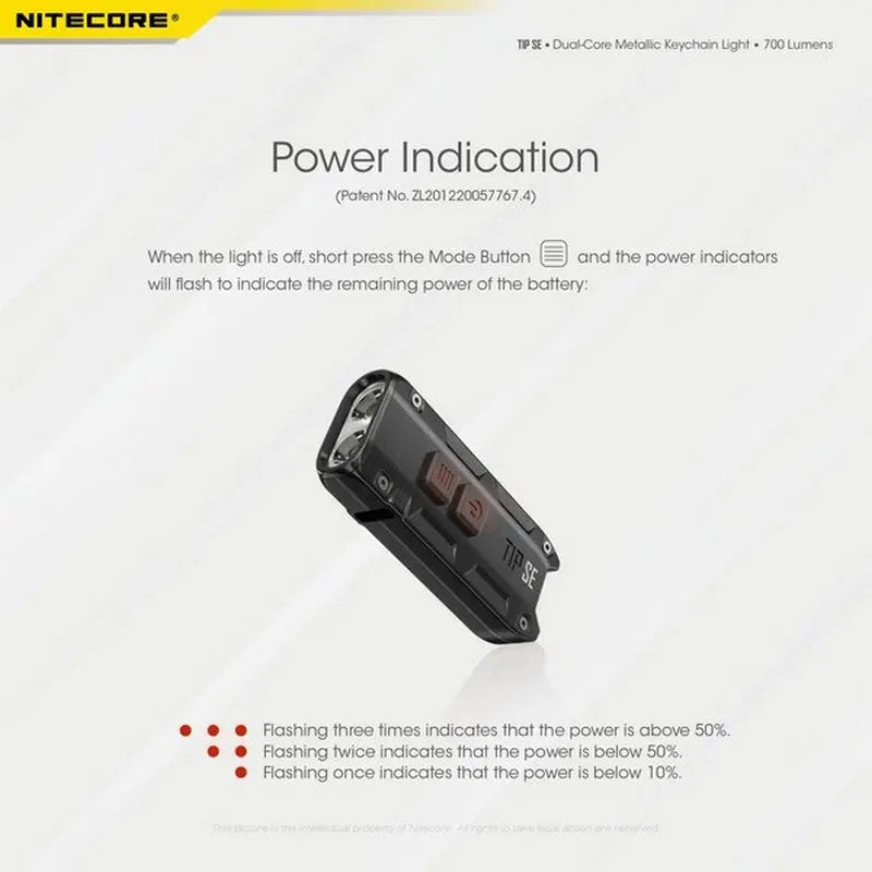 Lampe Nitecore TIP SE – 700 Lumens - Rechargeable USB-C - NYCTALOPE