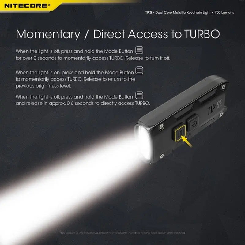 Lampe Nitecore TIP SE – 700 Lumens - Rechargeable USB-C - NYCTALOPE