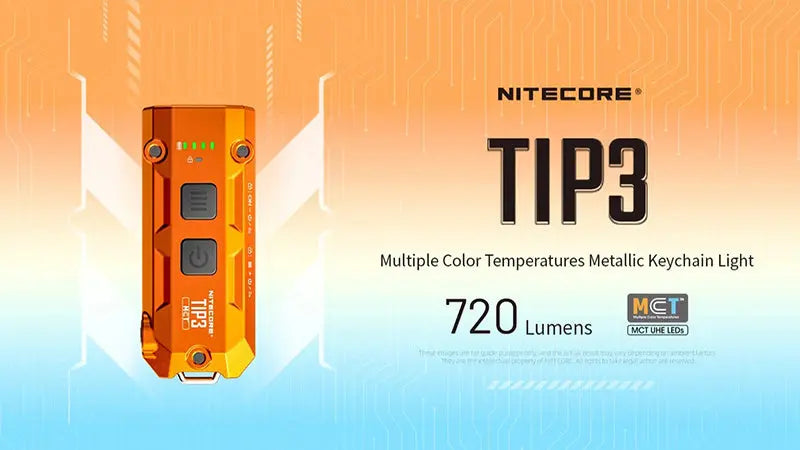 Lampe Porte-clés Nitecore TIP3 720 Lumens - 3 Températures de Couleur - Rechargeable USB-C  NYCTALOPE  