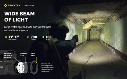 Lampe Tactique Armytek Buckler M1 700 Lumens - Montage Arme de Poing - Rechargeable Magnétique - IP67 - NYCTALOPE