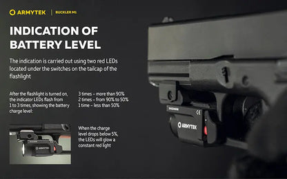 Lampe Tactique Armytek Buckler M1 700 Lumens - Montage Arme de Poing - Rechargeable Magnétique - IP67 - NYCTALOPE