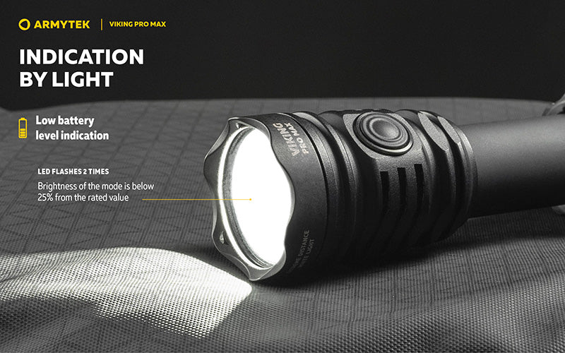 Lampe torche Armytek Viking Pro Max 5300 Lumens - Batterie 21700 Li-Ion 5000mAh - Portée de 355 mètres