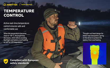Lampe torche Armytek Viking Pro Max 5300 Lumens - Batterie 21700 Li-Ion 5000mAh - Portée de 355 mètres