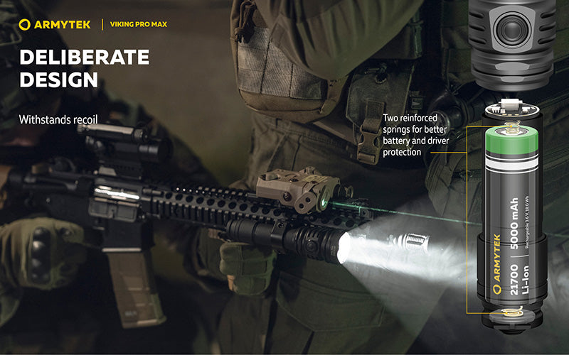 Lampe torche Armytek Viking Pro Max 5300 Lumens - Batterie 21700 Li-Ion 5000mAh - Portée de 355 mètres