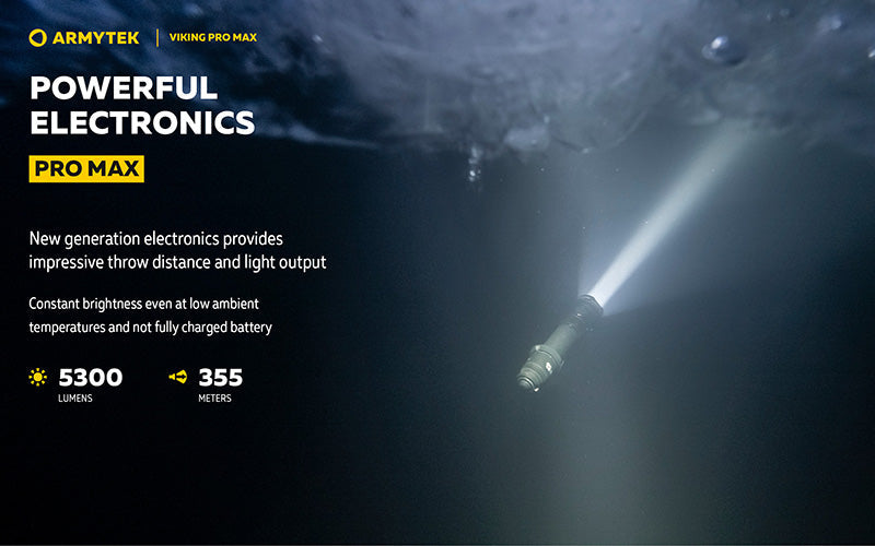 Lampe torche Armytek Viking Pro Max 5300 Lumens - Batterie 21700 Li-Ion 5000mAh - Portée de 355 mètres