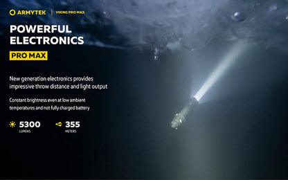 Lampe torche Armytek Viking Pro Max 5300 Lumens - Batterie 21700 Li-Ion 5000mAh - Portée de 355 mètres