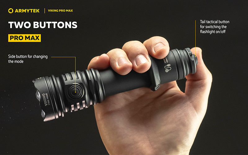 Lampe torche Armytek Viking Pro Max 5300 Lumens - Batterie 21700 Li-Ion 5000mAh - Portée de 355 mètres